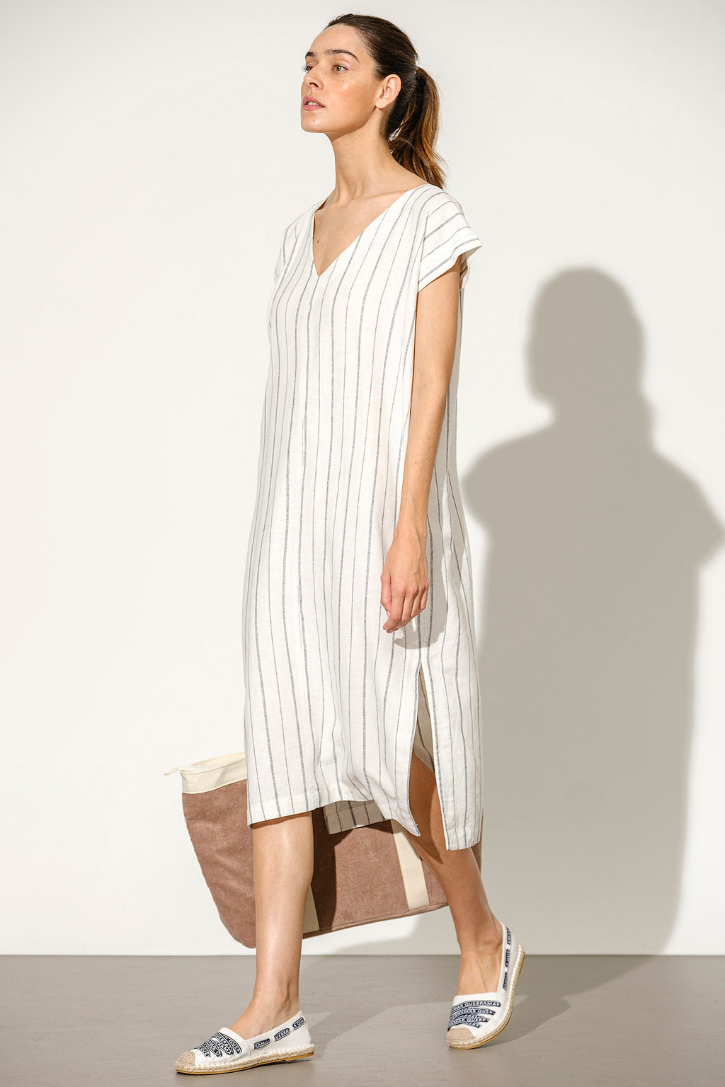 TÚNICA LOOSE FIT DE LINO A RAYAS