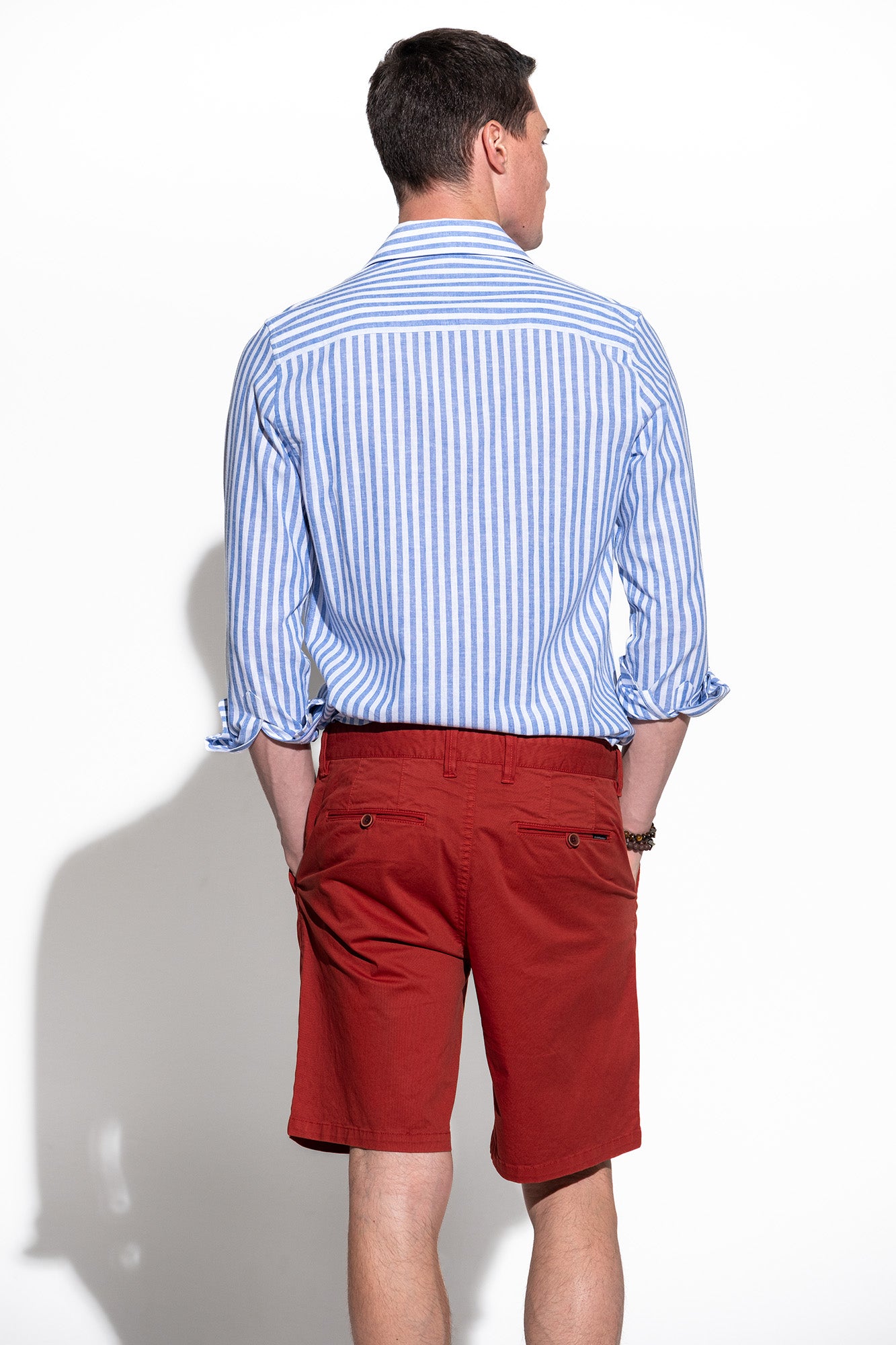 CAMISA ÀS RISCAS ALGODÃO E LINHO
