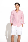 CAMISA ÀS RISCAS ALGODÃO E LINHO