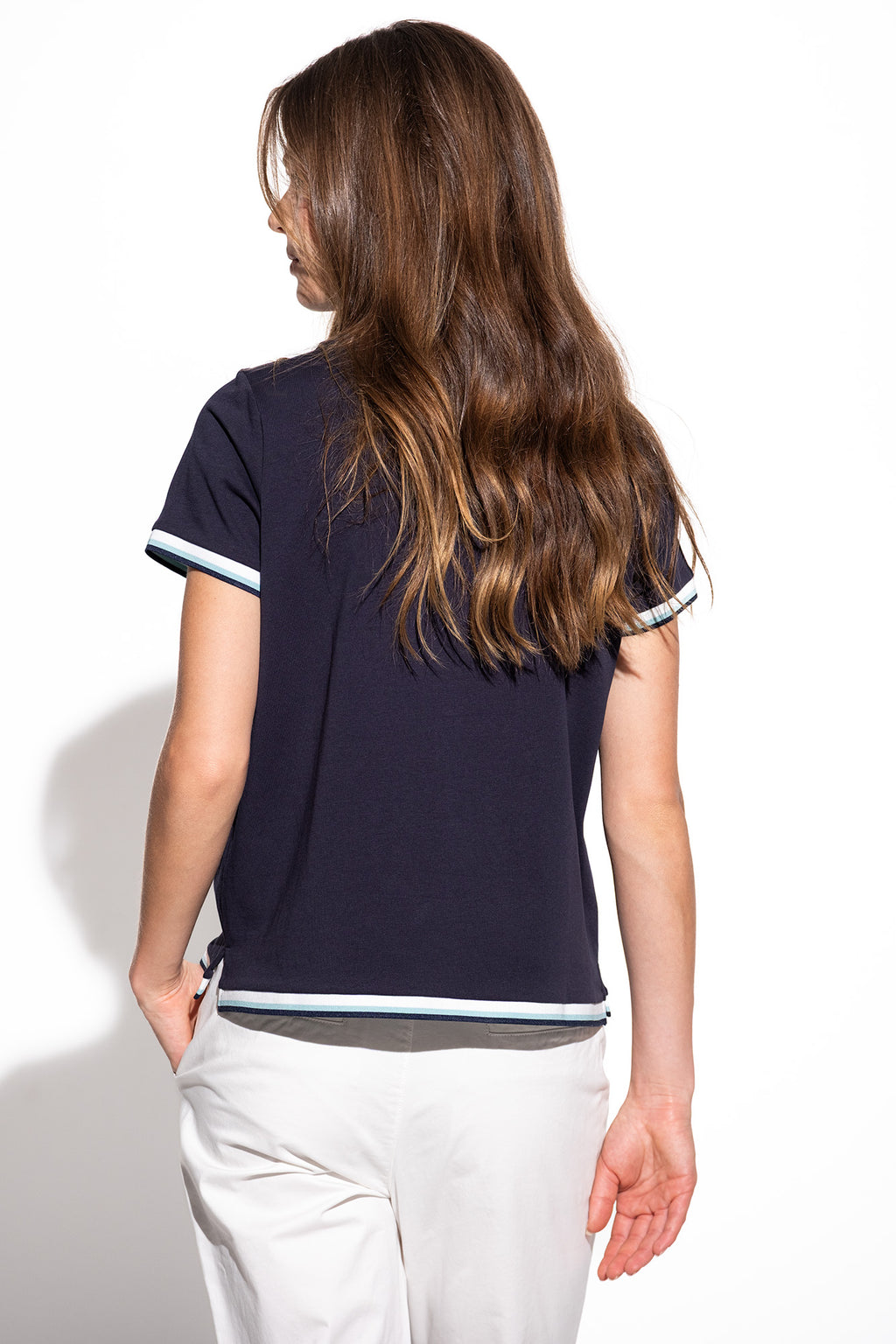 T-SHIRT COM RIBS A CONTRASTE