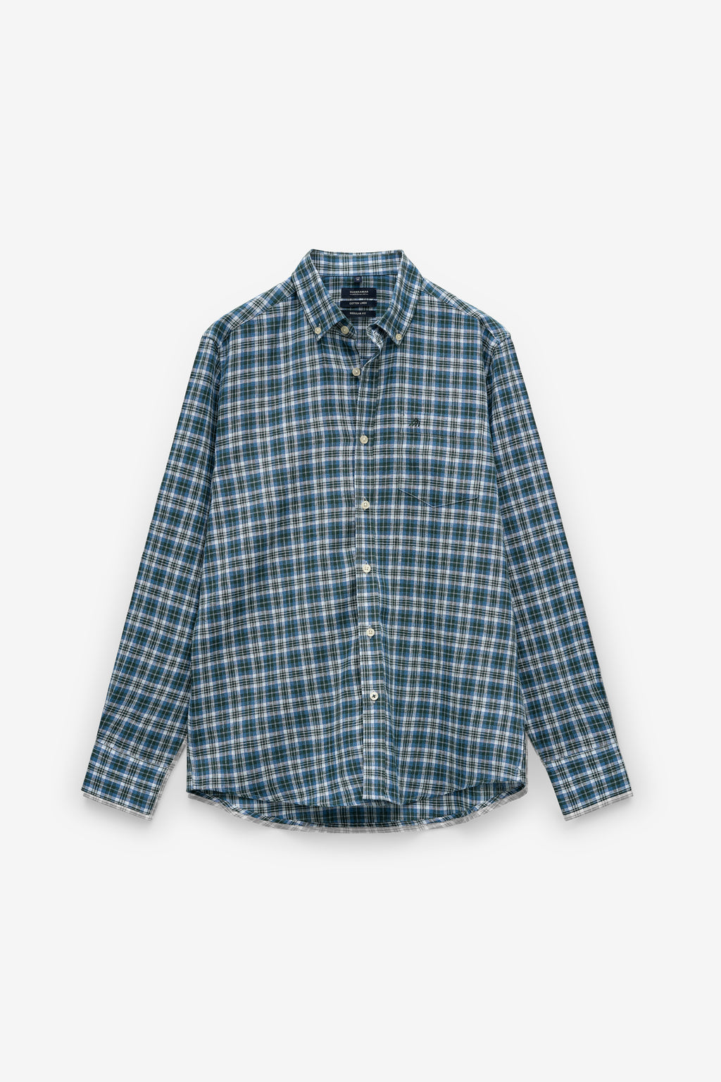 CAMISA DE ALGODÓN Y LINO A CUADROS
