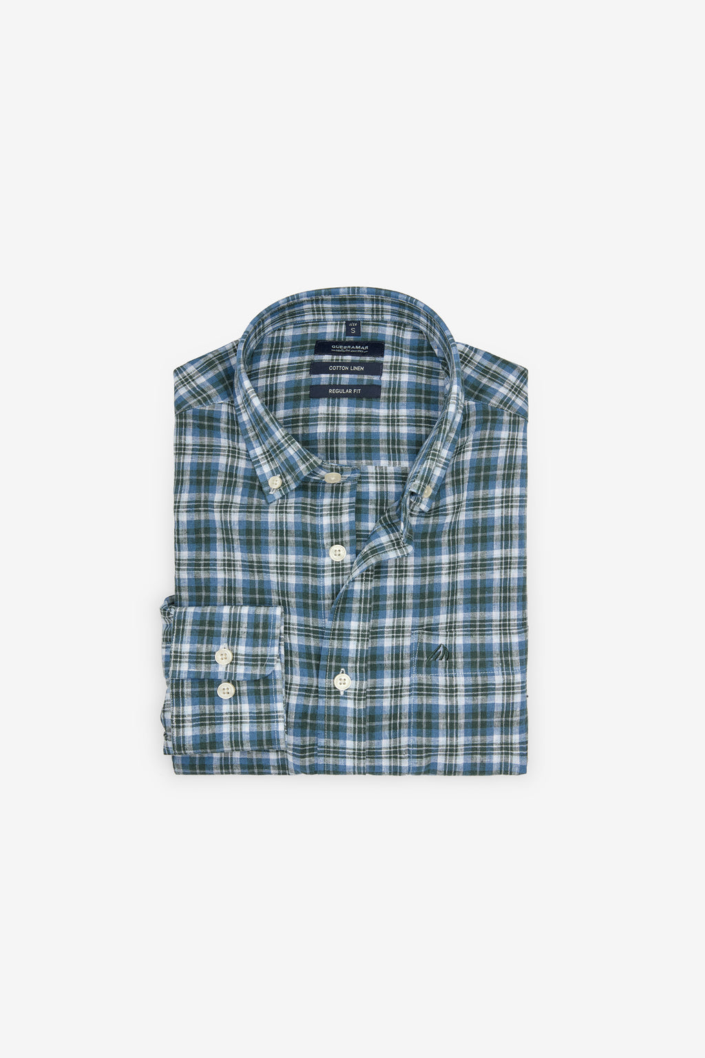 CAMISA DE ALGODÓN Y LINO A CUADROS