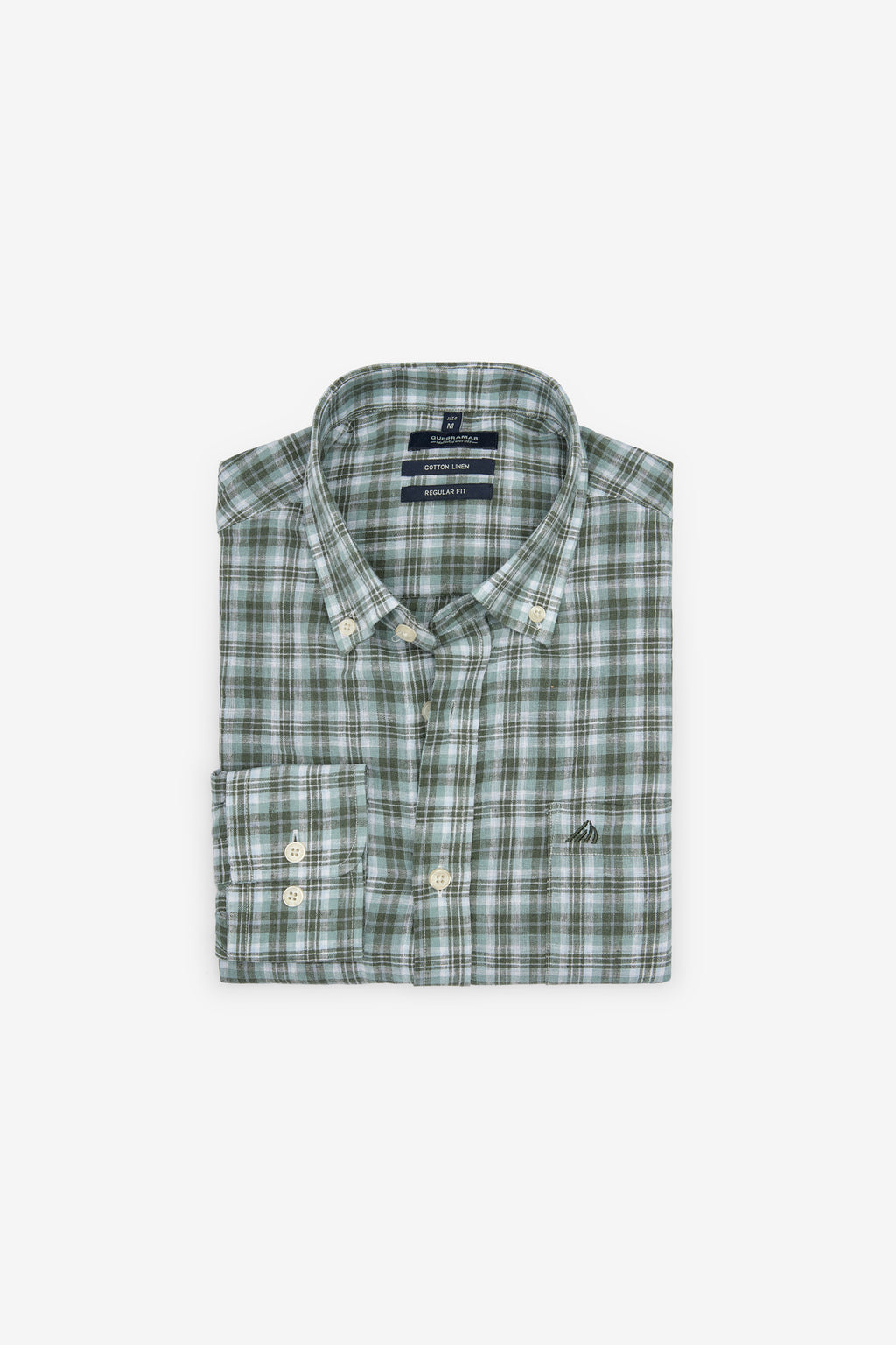CAMISA EM ALGODÃO E LINHO AOS QUADRADOS