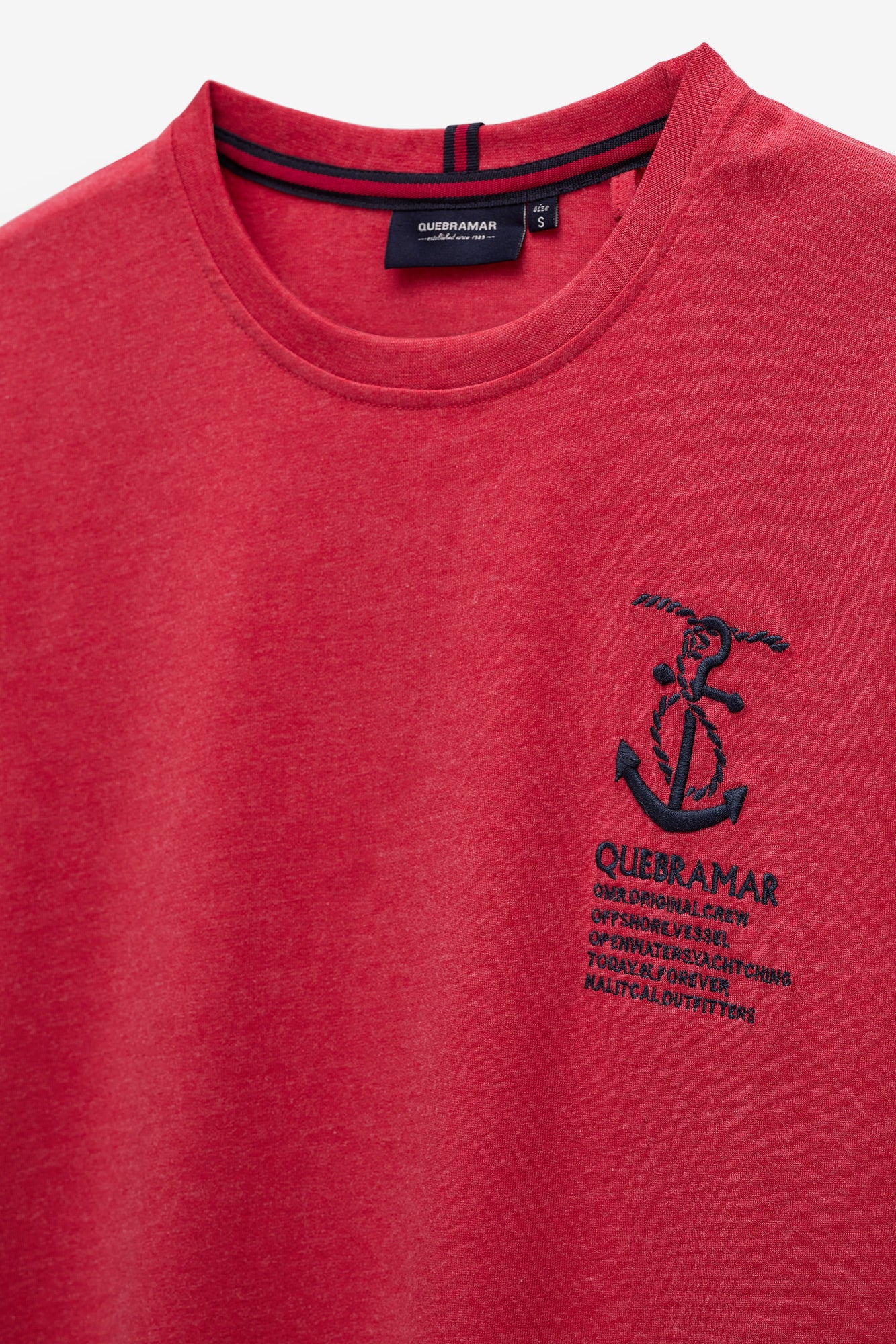 T-SHIRT MELANGE COM BORDADO ÂNCORA
