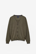 CASACO MALHA HOMEM COM BOTÕES - DARK KHAKI