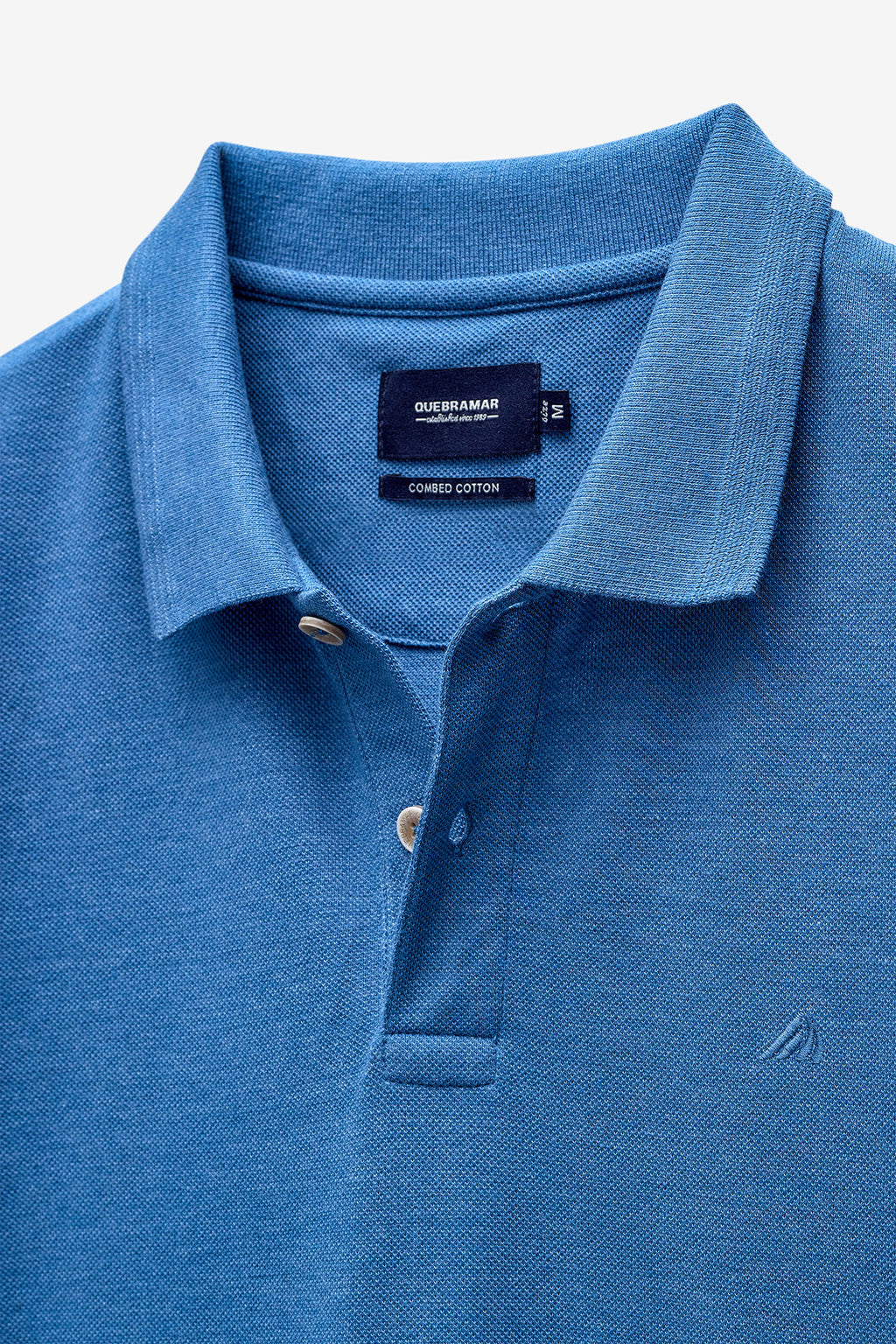 POLO HOMEM M.CURTA BÀSICO EM MELANGE - MID BLUE