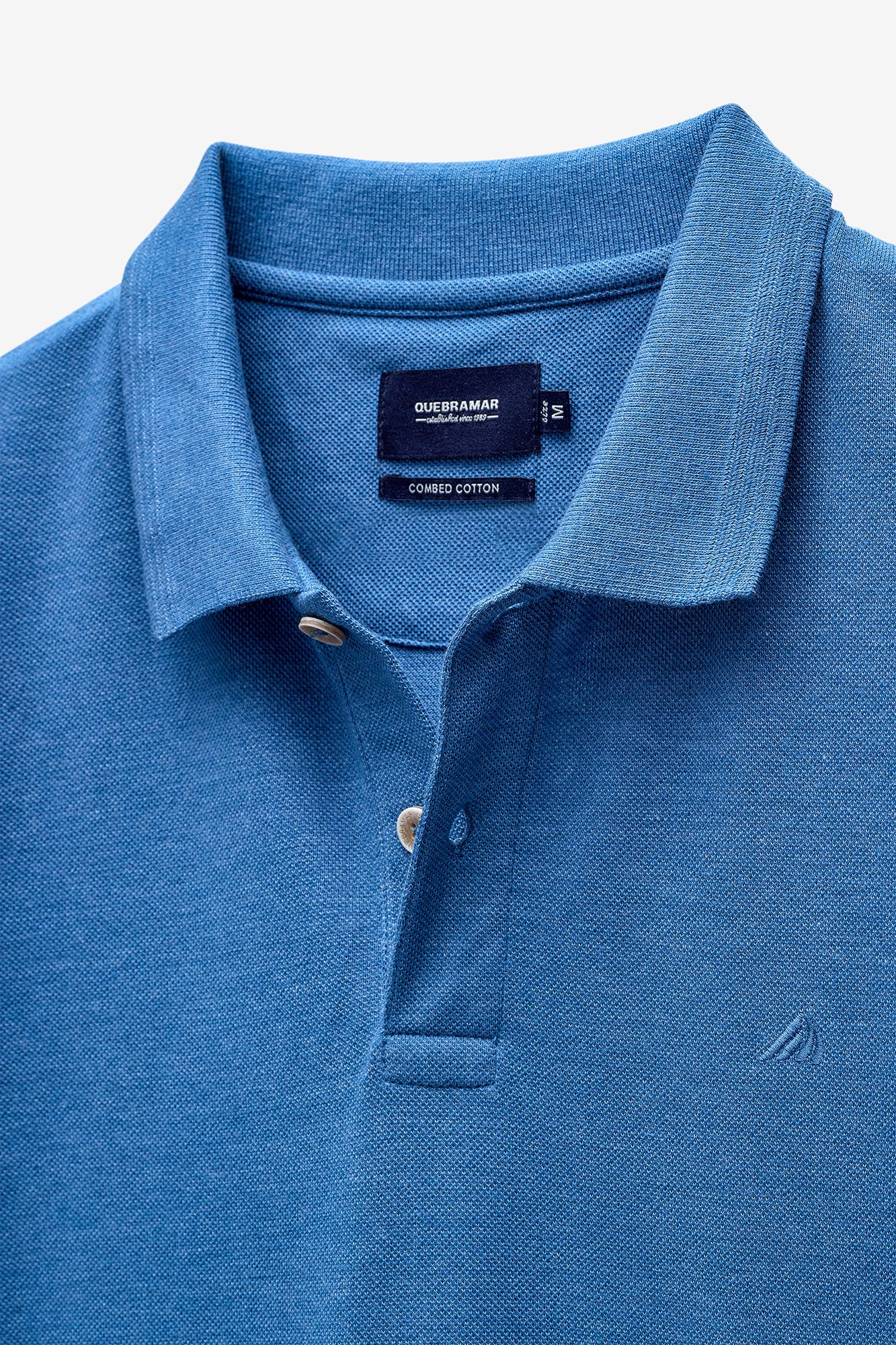 POLO HOMEM M.CURTA BÀSICO EM MELANGE - MID BLUE