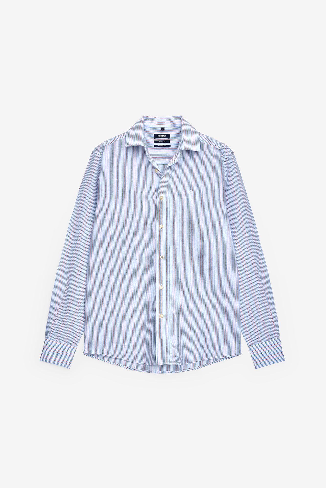 CAMISA EM ALGODÃO E LINHO ÀS RISCAS