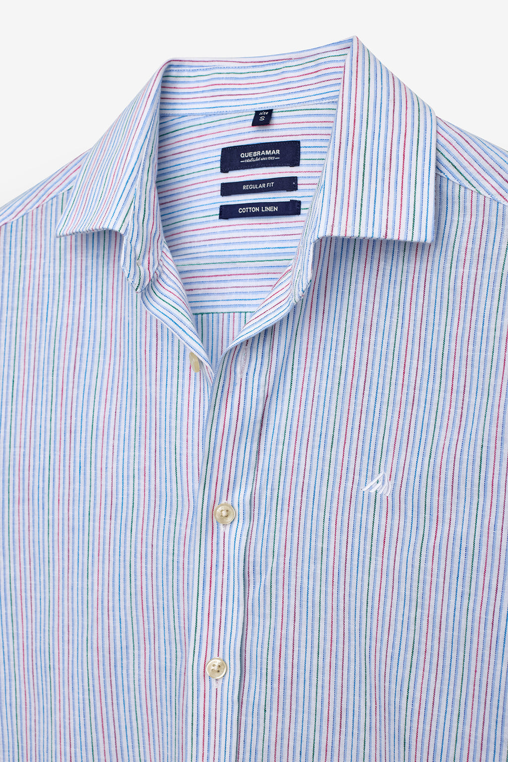 CAMISA EM ALGODÃO E LINHO ÀS RISCAS
