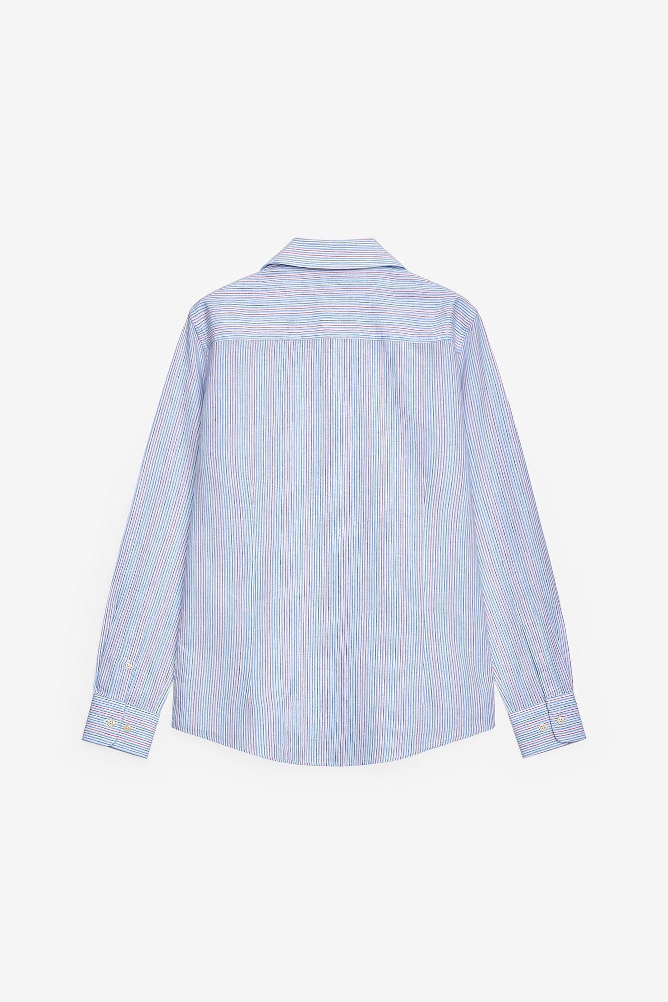 CAMISA EM ALGODÃO E LINHO ÀS RISCAS