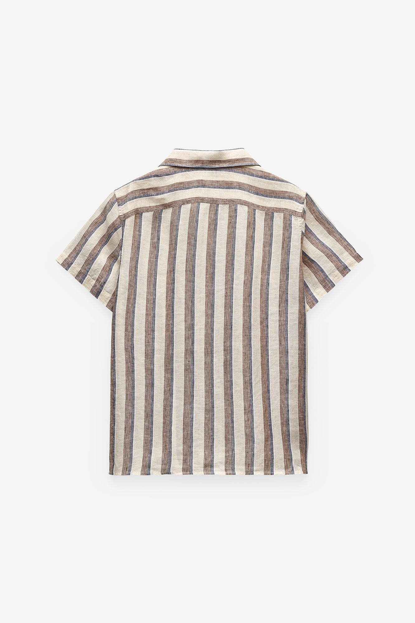CAMISA MANGA CURTA ÀS RISCAS 100% LINHO