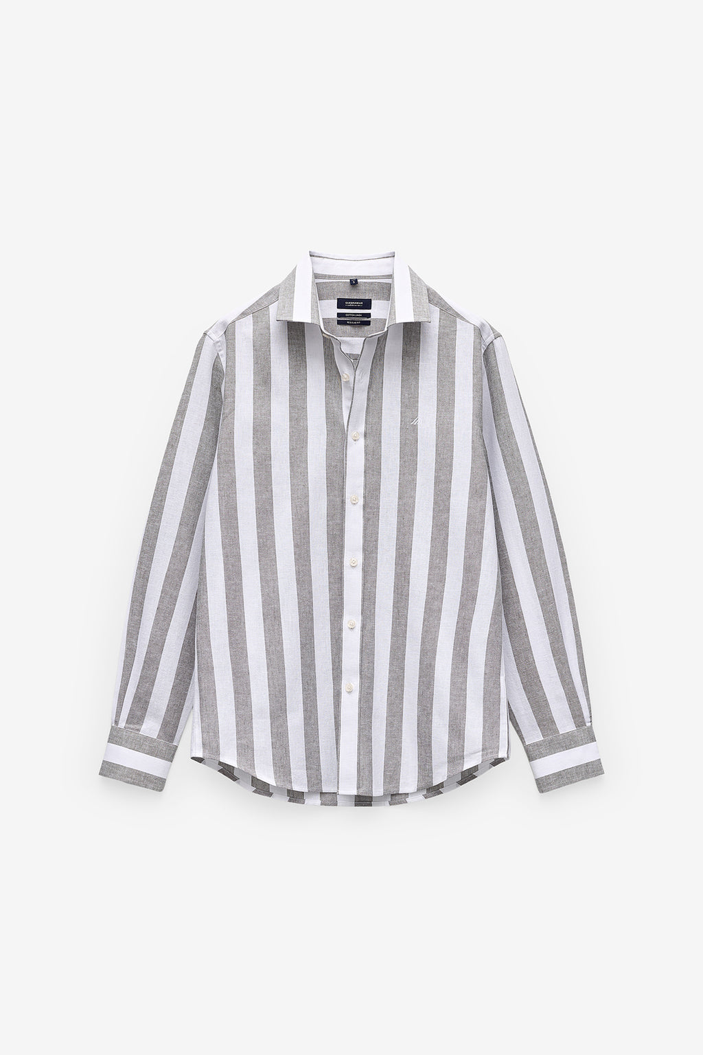 CAMISA COM RISCA LARGA EM ALGODÃO E LINHO
