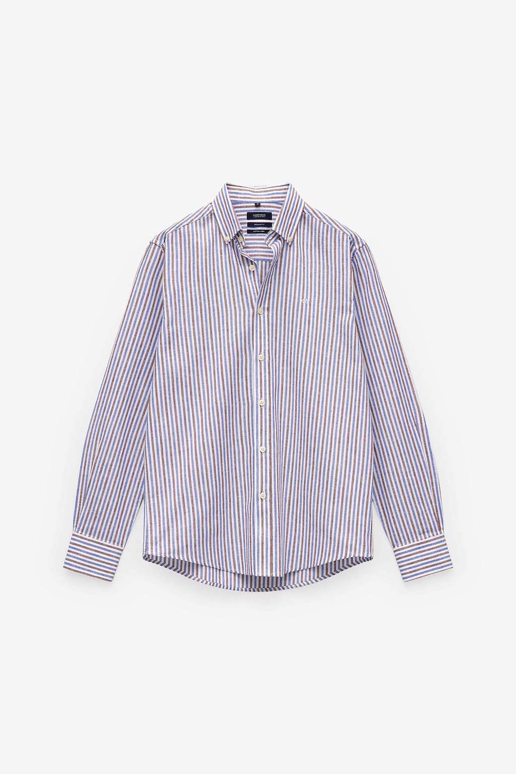 CAMISA ÀS RISCAS EM ALGODÃO E LINHO