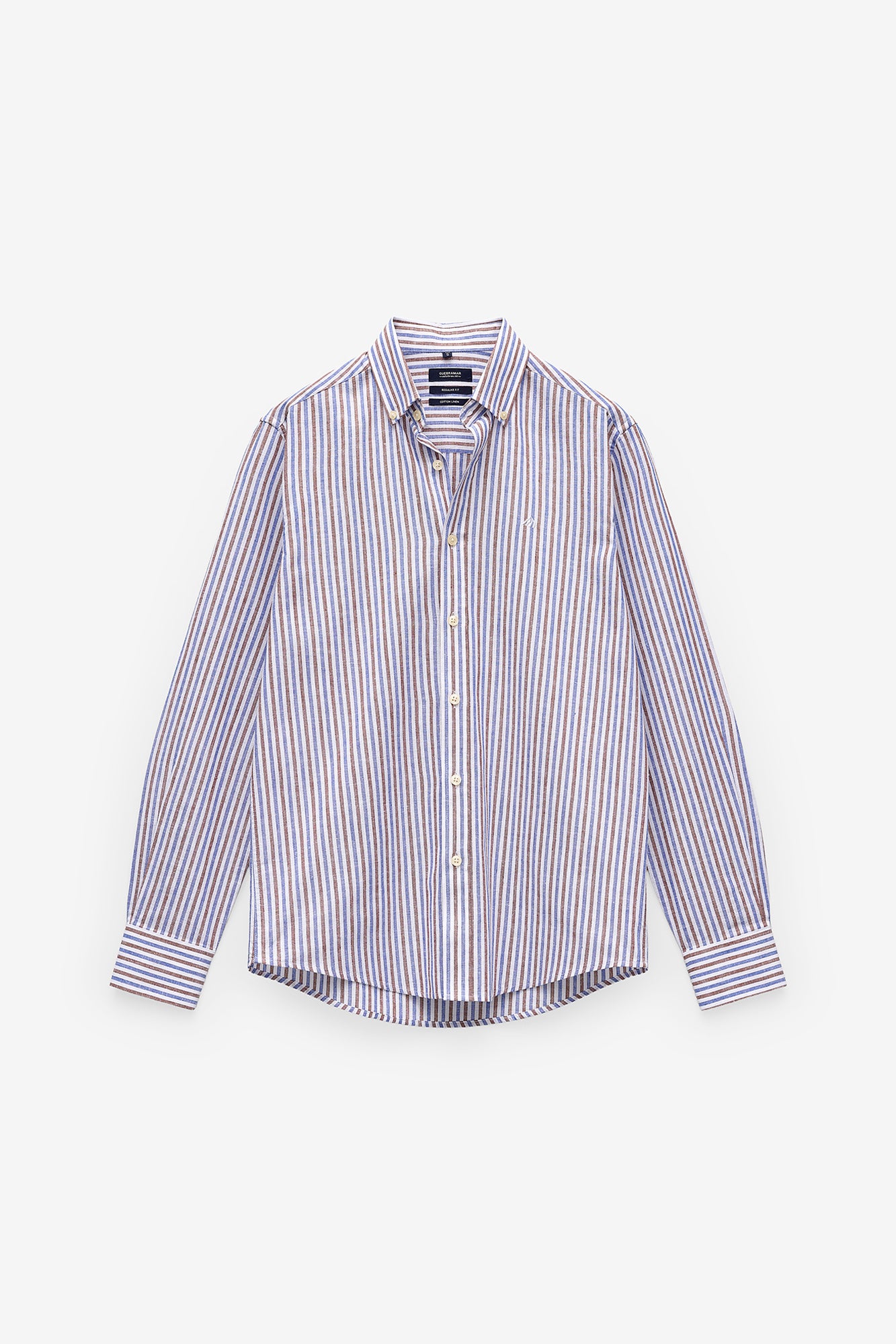 CAMISA ÀS RISCAS EM ALGODÃO E LINHO
