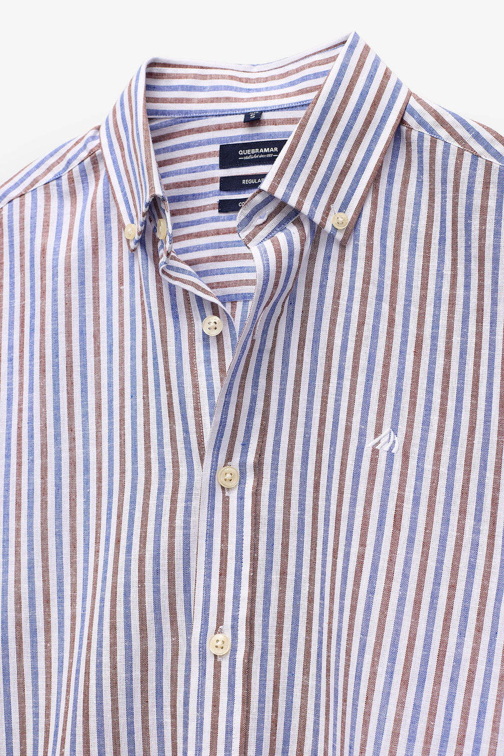 CAMISA ÀS RISCAS EM ALGODÃO E LINHO