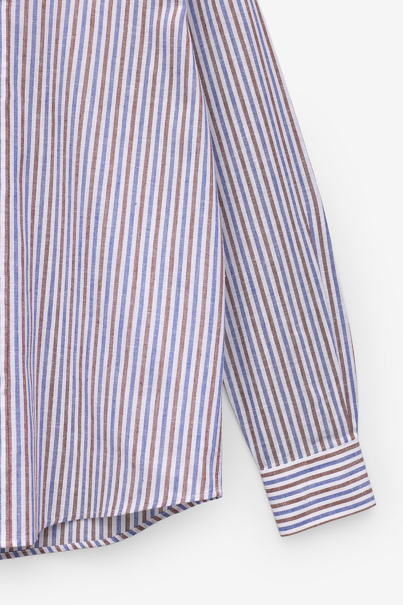 CAMISA ÀS RISCAS EM ALGODÃO E LINHO