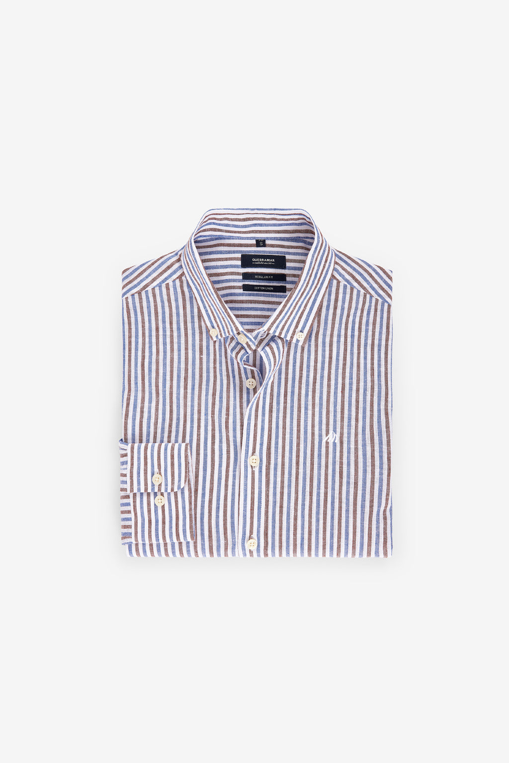 CAMISA ÀS RISCAS EM ALGODÃO E LINHO