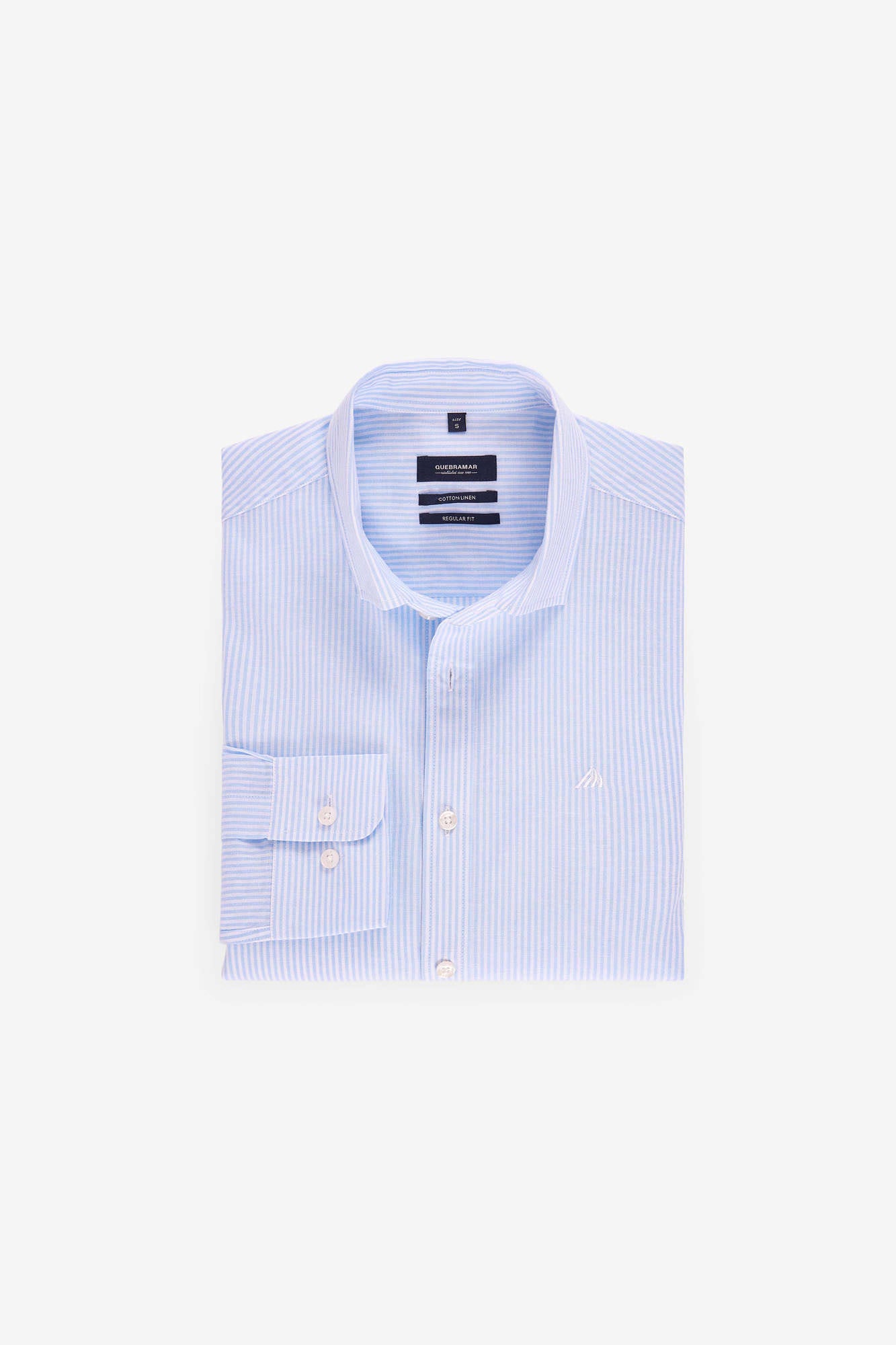 CAMISA ALGODÃO E LINHO ÀS RISCAS