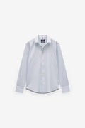 CAMISA ALGODÃO E LINHO ÀS RISCAS