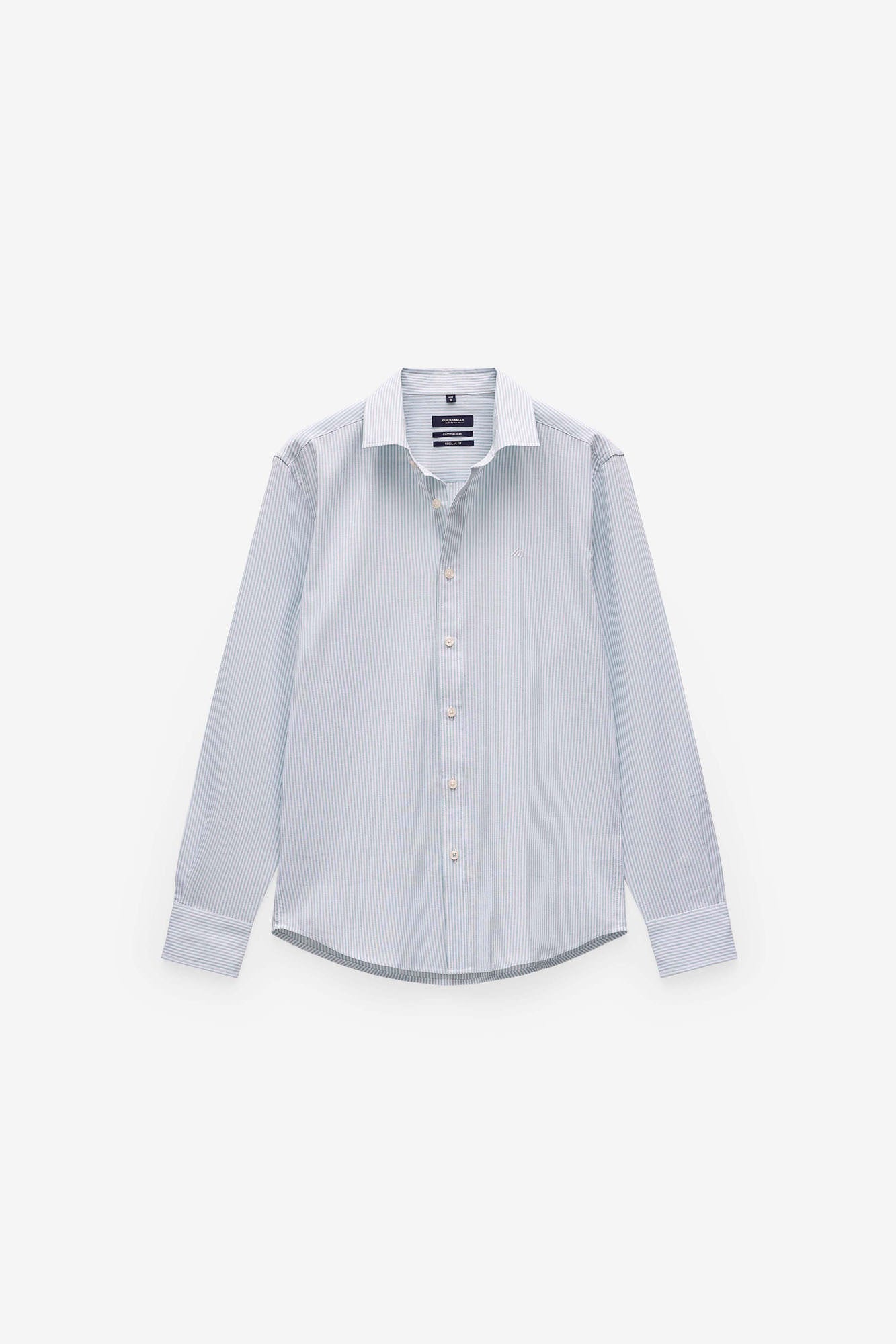CAMISA ALGODÃO E LINHO ÀS RISCAS