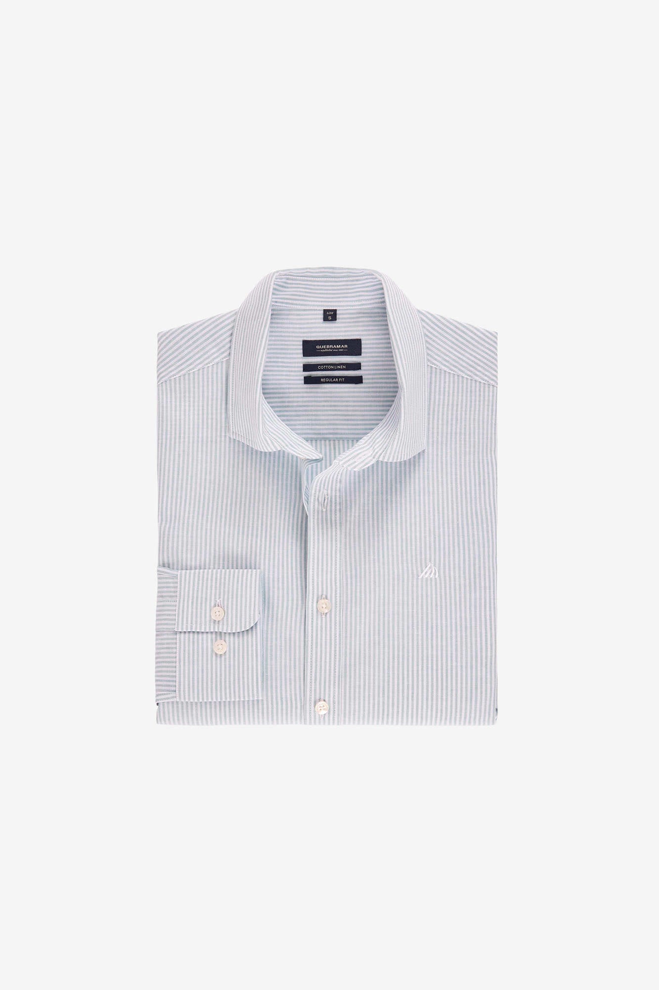 CAMISA ALGODÃO E LINHO ÀS RISCAS