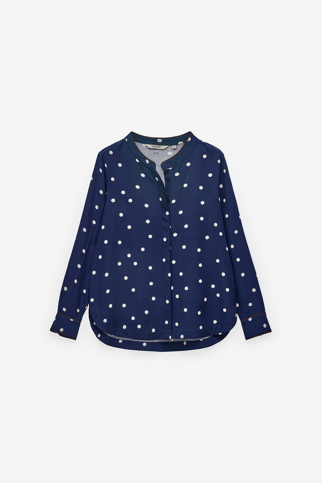 CAMISA POLKA DOTS COM FITA EM CONTRASTE