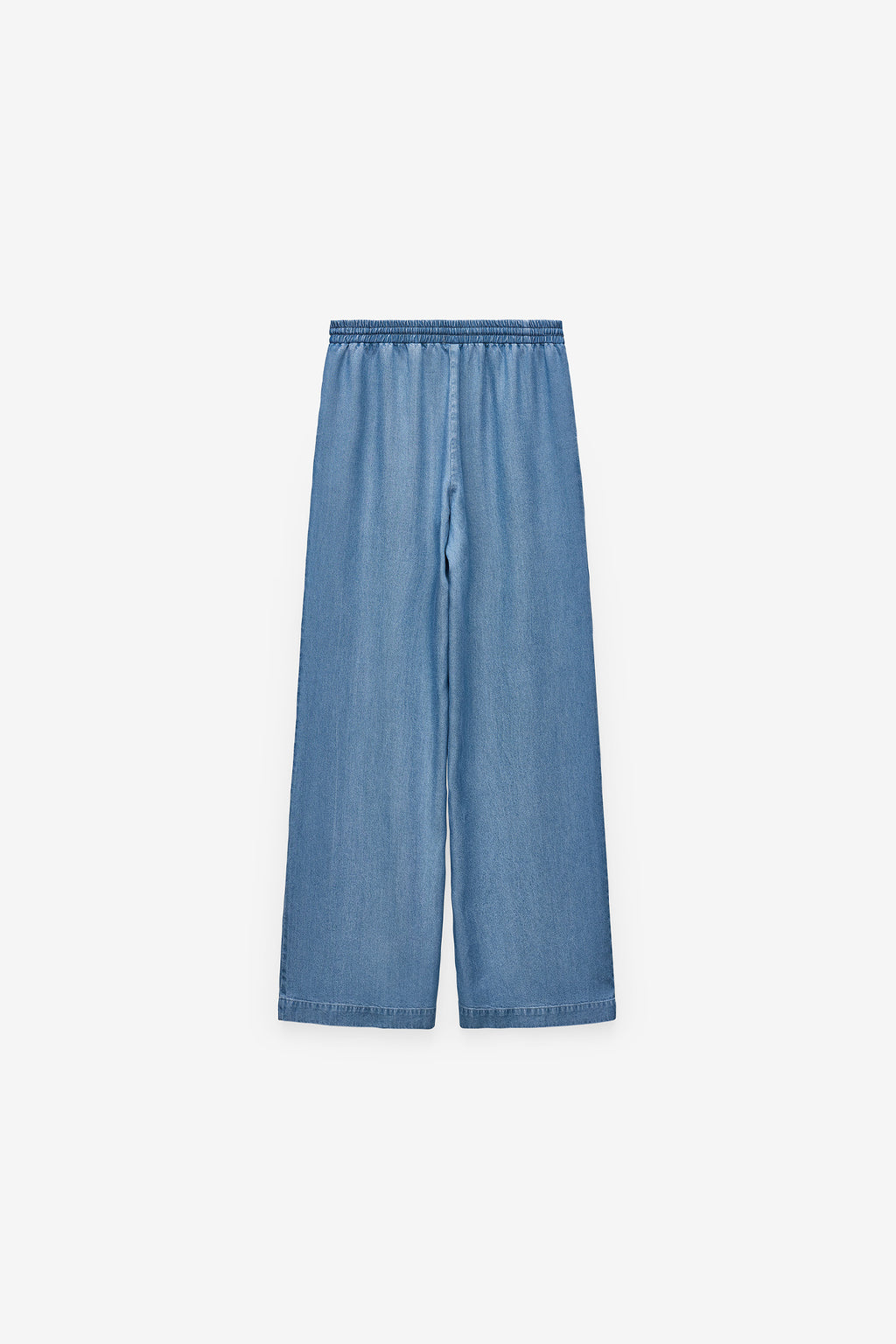 CALÇAS EM CHAMBRAY COM ELÁSTICO NA CINTURA