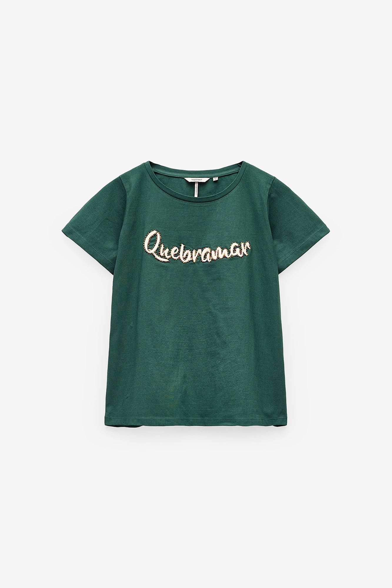 T-SHIRT COM BORDADO E MISSANGAS