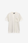 T-SHIRT EM SLUB LAVADA COM BOLSO