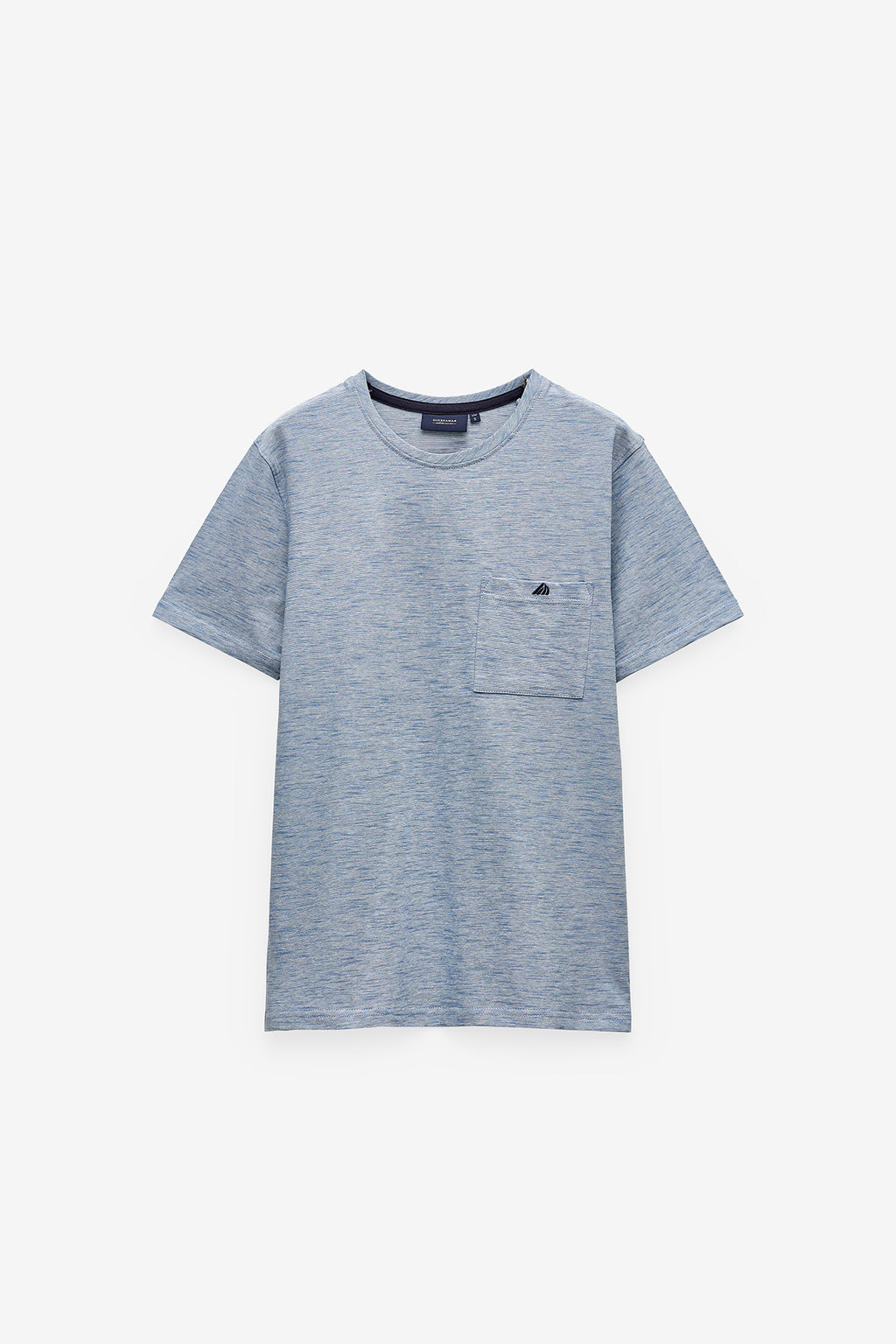 T-SHIRT COM MICRO-RISCAS E BOLSO