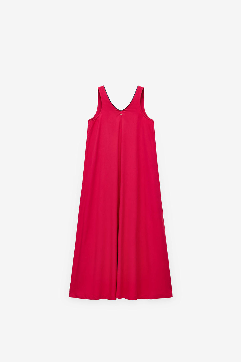 VESTIDO LISO COMPRIDO COM CONTRASTES