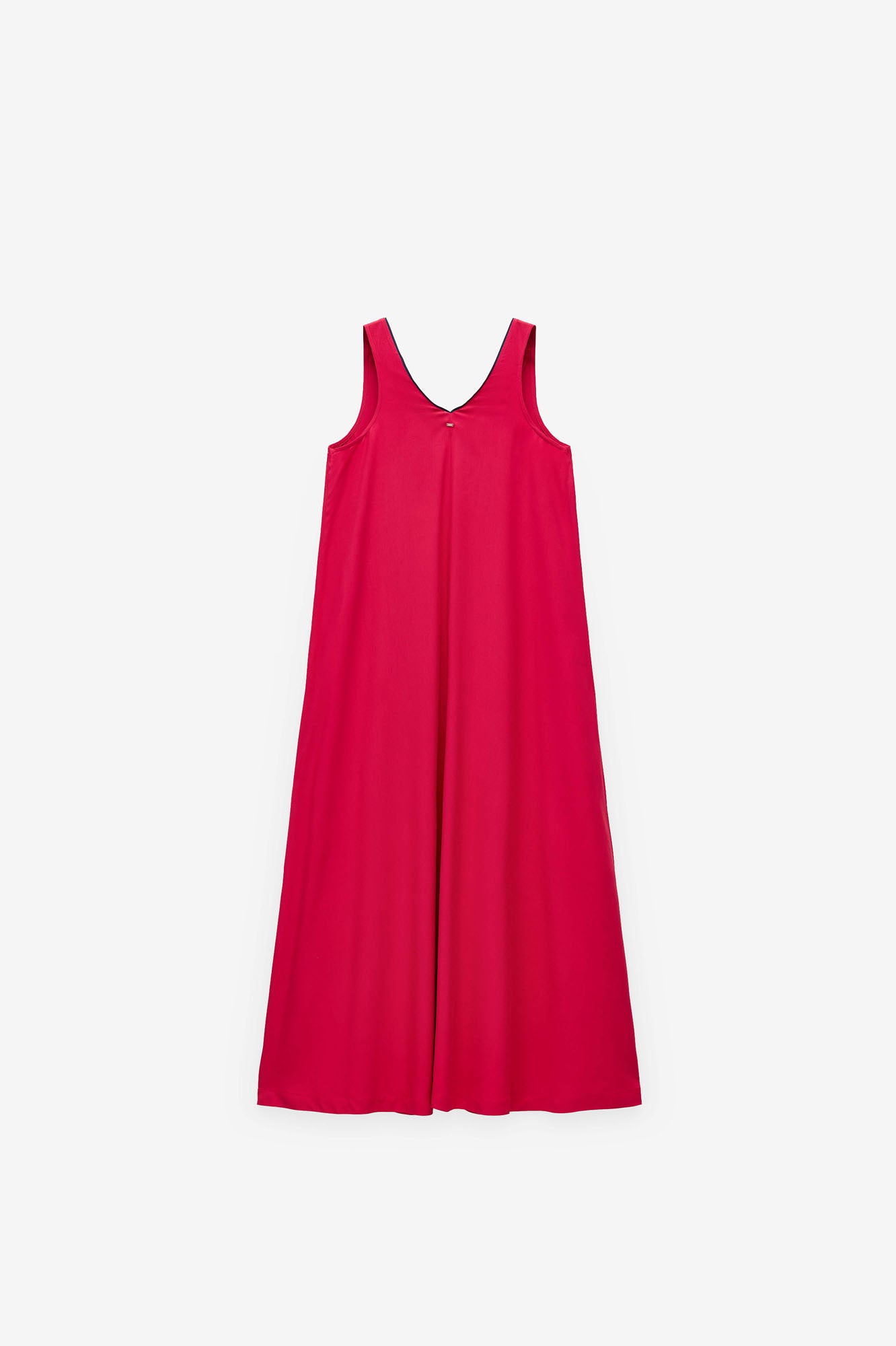 VESTIDO LISO COMPRIDO COM CONTRASTES