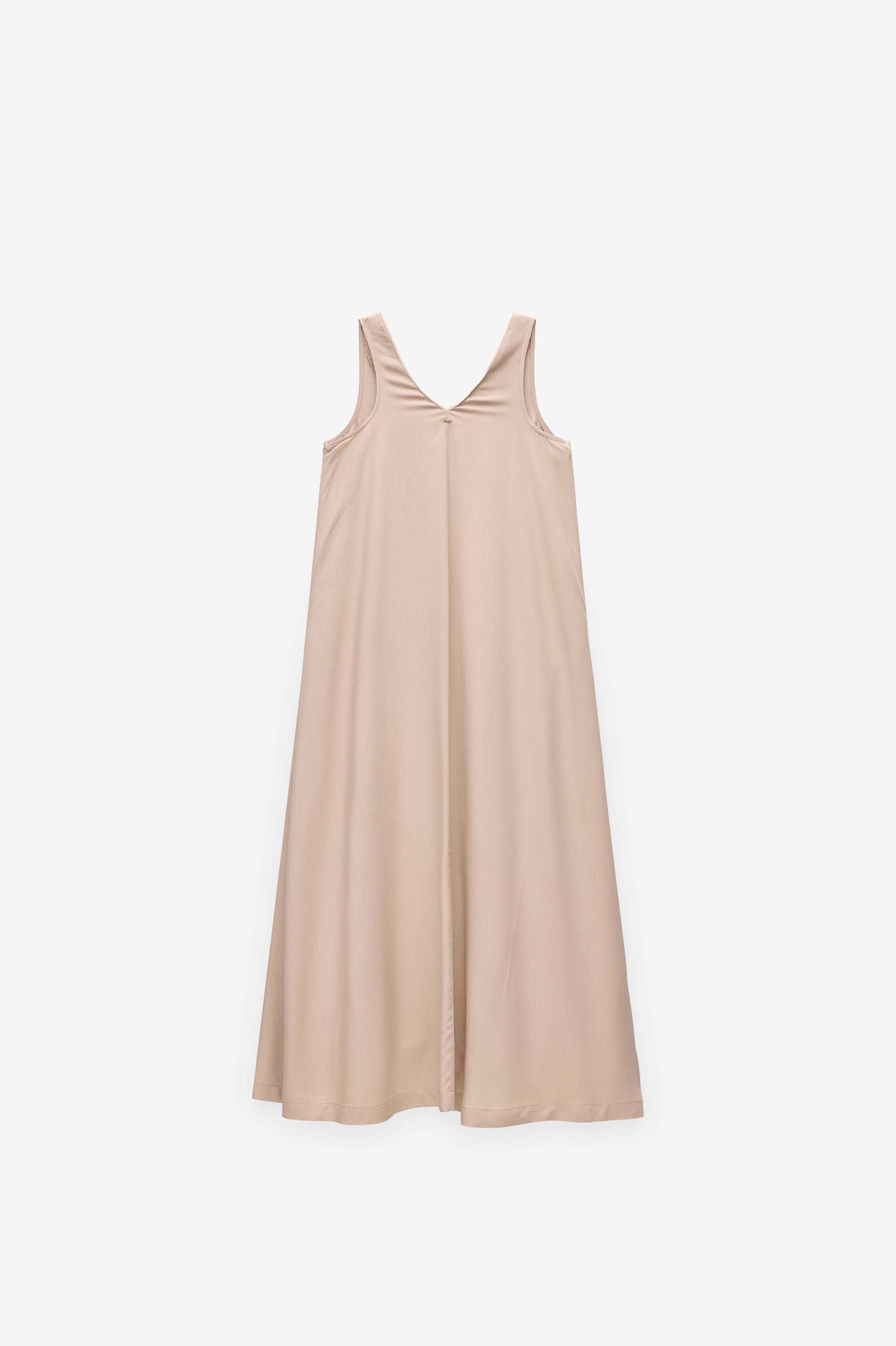 VESTIDO LISO COMPRIDO COM CONTRASTES